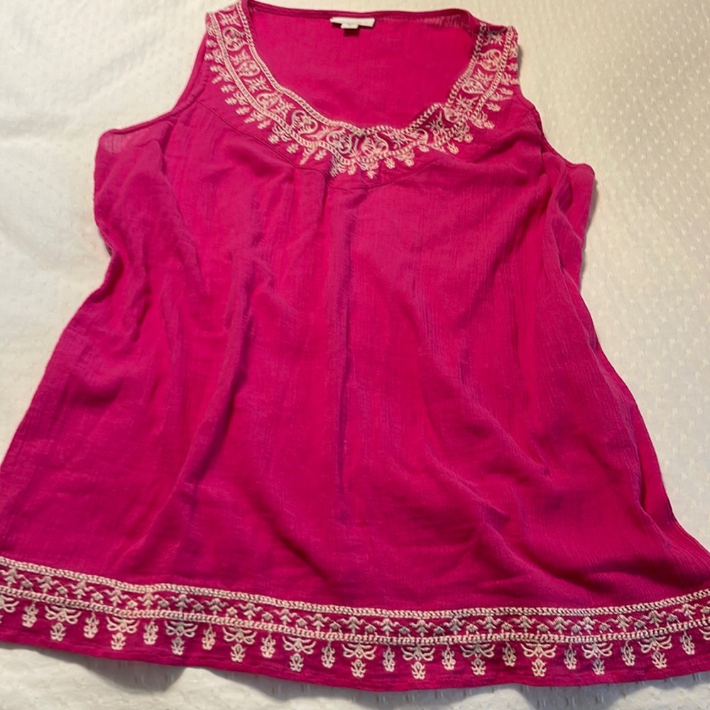 Jjill Pink embroidered cotton top